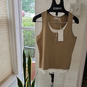 Grace Karin Tan and White Tank Top